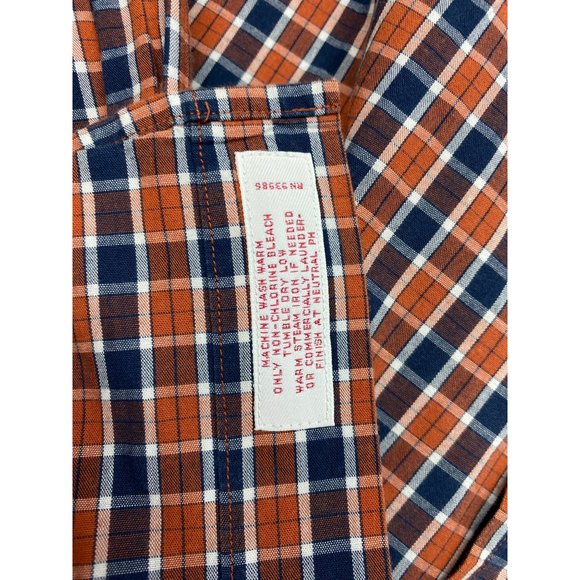 BROOKS BROTHERS MENS LONG SLEEVE CHECK SHIRT XL Orange Blue Check - Picture 4 of 6
